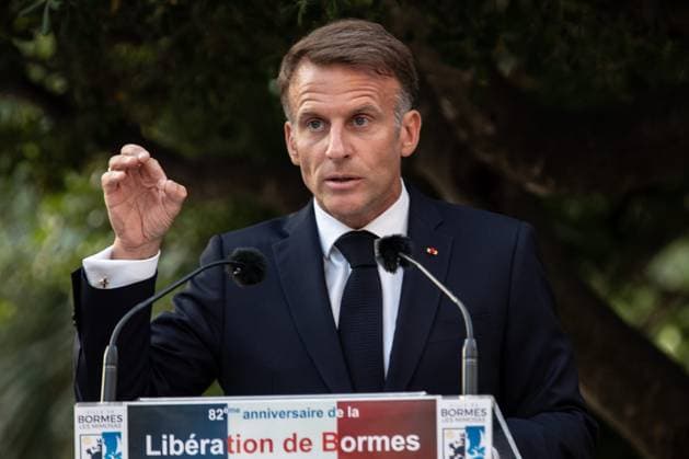 Liberation Ceremony in Bormes-les-Mimosas PHOTOPQR NICE MATIN Camille Dodet Bormes-les-Mimosas Bormes-les-Mimosas August 18, 2026 Photo PQR Camille Dodet Var Matin August 17, 2026 Bormes-les-Mimosas Final Liberation Ceremony in Bormes-les-Mimosas for President of the Republic Emmanuel Macron Photo PQR Camille Dodet Var Matin August 17, 2026 Bormes-les-Mimosas Final Liberation Ceremony in Bormes-les-Mimosas for the President of the Republic Emmanuel Macron French President Emmanuel Macron during a ceremony commemorating the 82nd anniversary of the Allied Operation Dragoon landings in Provence and the liberation of the village of Bormes-les-Mimosas during World War II, in Bormes-les-Mimosas, southeastern France, on August 17, 2026, Bormes-le  Copyright: xPHOTOPQR NICExMATIN MAXPPPxCamillexDodetx 20260817NIM4304 20260817NIM4304