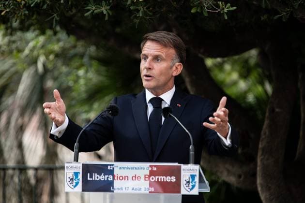 Liberation Ceremony in Bormes-les-Mimosas PHOTOPQR NICE MATIN Camille Dodet Bormes-les-Mimosas Bormes-les-Mimosas August 18, 2026 Photo PQR Camille Dodet Var Matin August 17, 2026 Bormes-les-Mimosas Final Liberation Ceremony in Bormes-les-Mimosas for President of the Republic Emmanuel Macron Photo PQR Camille Dodet Var Matin August 17, 2026 Bormes-les-Mimosas Final Liberation Ceremony in Bormes-les-Mimosas for the President of the Republic Emmanuel Macron French President Emmanuel Macron during a ceremony commemorating the 82nd anniversary of the Allied Operation Dragoon landings in Provence and the liberation of the village of Bormes-les-Mimosas during World War II, in Bormes-les-Mimosas, southeastern France, on August 17, 2026, Bormes-le  Copyright: xPHOTOPQR NICExMATIN MAXPPPxCamillexDodetx 20260817NIM4306 20260817NIM4306