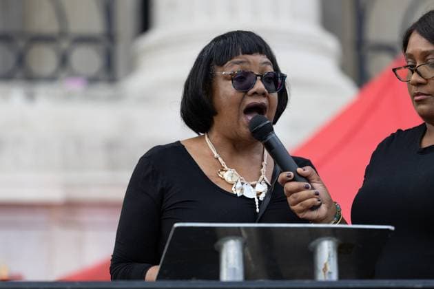 August 17, 2026, London, United Kingdom: Member of Parliament, Diane Abbott gives a speech as mourners gather for a vigil for Professor Jason Arday in Trafalgar Square..A vigil was organised by the campaign group Stand Up to Racism, after Professor Jason Arday was found dead at his home. He had resigned from his position as professor of sociology of education at Cambridge, amid accusations of plagiarism, which he denied. London United Kingdom - ZUMAs197 20260817_aaa_s197_115 Copyright: xPhilxLewisx