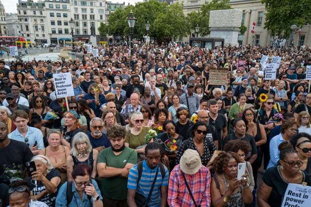 August 17, 2026, London, United Kingdom: Large crowds of people gather in Trafalgar Square for a vigil for Professor Jason Arday..A vigil was organised by the campaign group Stand Up to Racism, after Professor Jason Arday was found dead at his home. He had resigned from his position as professor of sociology of education at Cambridge, amid accusations of plagiarism, which he denied. London United Kingdom - ZUMAs197 20260817_aaa_s197_120 Copyright: xPhilxLewisx