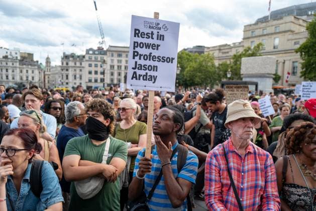 August 17, 2026, London, United Kingdom: Large crowds of people gather in Trafalgar Square for a vigil for Professor Jason Arday..A vigil was organised by the campaign group Stand Up to Racism, after Professor Jason Arday was found dead at his home. He had resigned from his position as professor of sociology of education at Cambridge, amid accusations of plagiarism, which he denied. London United Kingdom - ZUMAs197 20260817_aaa_s197_126 Copyright: xPhilxLewisx