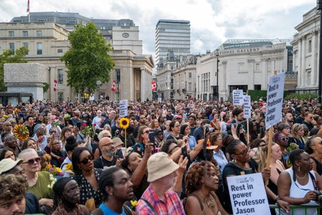 August 17, 2026, London, United Kingdom: Large crowds of people gather in Trafalgar Square for a vigil for Professor Jason Arday..A vigil was organised by the campaign group Stand Up to Racism, after Professor Jason Arday was found dead at his home. He had resigned from his position as professor of sociology of education at Cambridge, amid accusations of plagiarism, which he denied. London United Kingdom - ZUMAs197 20260817_aaa_s197_131 Copyright: xPhilxLewisx