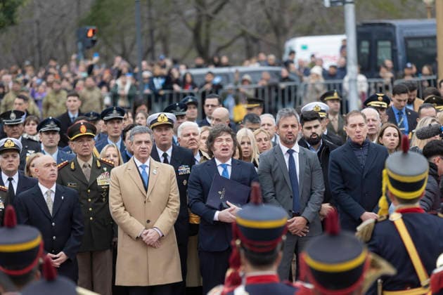 RECORD DATE NOT STATED Argentina: Milei at the ceremony honoring General San Martin. President Javier Milei delivered a speech at the San Martin Monument, located in the Retiro neighborhood of Buenos Aires, to mark the 176th anniversary of the Liberator™s passing Buenos Aires Argentina Copyright: xImagoxImages EstebanxOsoriox _52A0027