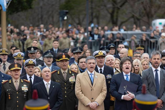 RECORD DATE NOT STATED Argentina: Milei at the ceremony honoring General San Martin. President Javier Milei delivered a speech at the San Martin Monument, located in the Retiro neighborhood of Buenos Aires, to mark the 176th anniversary of the Liberator™s passing Buenos Aires Argentina Copyright: xImagoxImages EstebanxOsoriox _52A0195