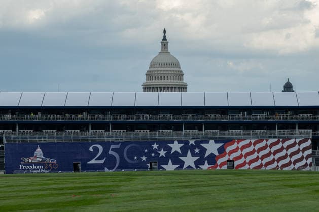 Ahead of Freedom 250 Grand Prix in Washington DC WASHINGTON, D.C., UNITED STATES - AUGUST 17: Preparations are underway across Washington, D.C., ahead of the Freedom 250 Grand Prix on August 17, 2026. Workers are setting up the temporary street circuit and safety infrastructure on and around the National Mall ahead of the IndyCar Series race scheduled for August 23. Mehmet Eser Anadolu Washington D.C. United States. Editorial use only. Please get in touch for any other usage.  Copyright: x2026xAnadoluxMehmetxEserx