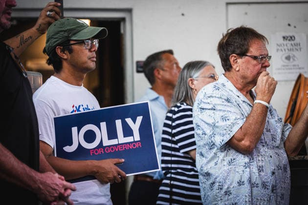 August 17, 2026, Tampa, Florida, USA: Democratic gubernatorial candidate DAVID JOLLY holds a final primary campaign rally at 1920 in Historic Ybor City just one day ahead of the elections in what will decide the Democratic nominee for the governors race. Tampa USA - ZUMAd256 20260817_znp_d256_022 Copyright: xDavexDeckerx