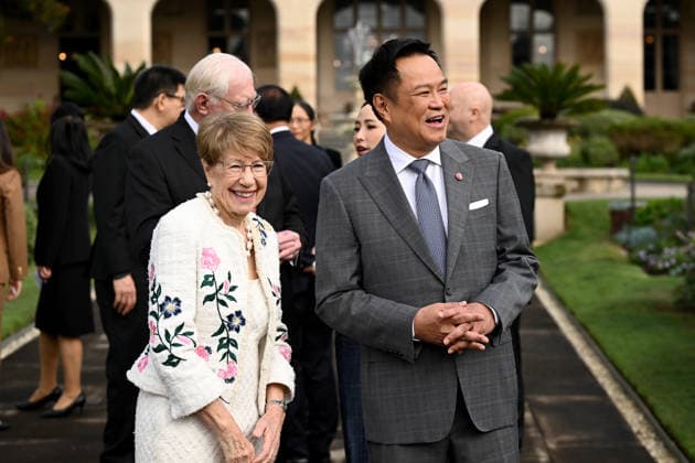 ANUTIN CHARNVIRAKUL AUSTRALIA VISIT, NSW Governor Margaret Beazley escorts Prime Minister of Thailand Anutin Charnvirakul on a tour on NSW Government House, during his visit to Australia, in Sydney, Tuesday, August 18, 2026. ( NO ARCHIVING SYDNEY NEW SOUTH WALES AUSTRALIA  Copyright: xDANxHIMBRECHTSx 20260818114638028704