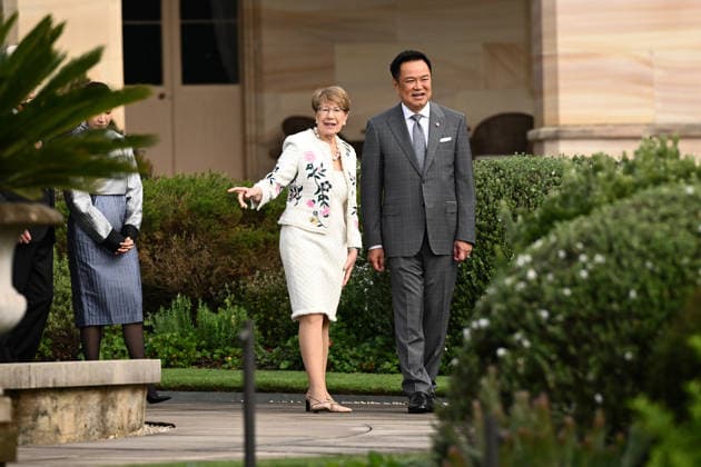 ANUTIN CHARNVIRAKUL AUSTRALIA VISIT, NSW Governor Margaret Beazley escorts Prime Minister of Thailand Anutin Charnvirakul on a tour on NSW Government House, during his visit to Australia, in Sydney, Tuesday, August 18, 2026. ( NO ARCHIVING SYDNEY NEW SOUTH WALES AUSTRALIA  Copyright: xDANxHIMBRECHTSx 20260818147803849878
