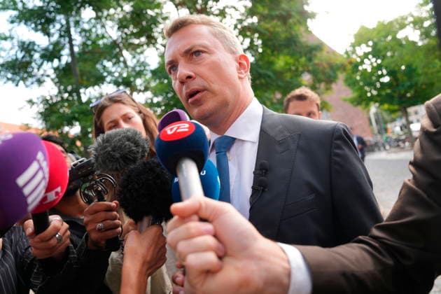 Denmark political leaders in civil case Chariman of The Danish People s Party Morten Messerschmidt arrives at the court in Frederiksberg, Denmark, Tuesday August 18, 2026. The civil case concerns chariman of The Danish People s Party Morten Messerschmidt suing political leader of The Social Liberal Party Martin Lidegaard after a statements from Lidegaard that The Danish People s Party policy is about skin color. , Frederiksberg Denmark *** Danish political leaders in civil case: Morten Messerschmidt, chairman of the Danish People’s Party, arrives at the courthouse in Frederiksberg, Denmark, on Tuesday, August 18, 2026. The civil case involves Morten Messerschmidt, chairman of the Danish People’s Party, suing Martin Lidegaard, political le  Copyright: LiselottexSabroex spdk20260818-090458-L