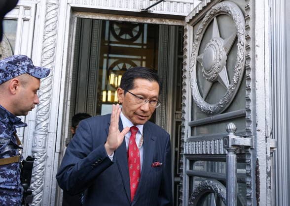 RUSSIA, MOSCOW - AUGUST 18, 2026: Akira Muto, Ambassador of Japan, emerges from the main building of the Russian Foreign Ministry. Vladimir Gerdo TASS  96319355