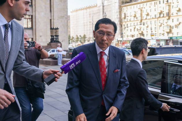 RUSSIA, MOSCOW - AUGUST 18, 2026: Akira Muto, Ambassador of Japan, departs from the main building of the Russian Foreign Ministry. Vladimir Gerdo TASS  96319369