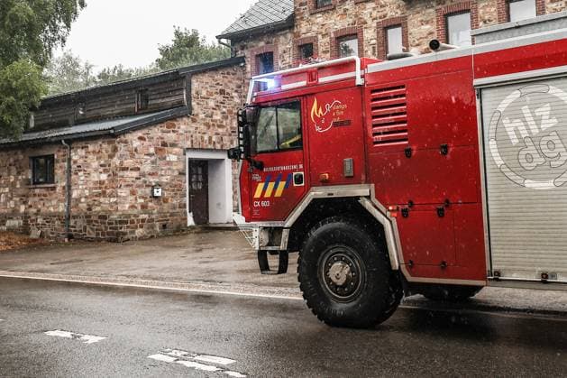 Firemen pictured on the site of the fire in the Hautes Fagnes (High Fens) nature reserve, on Tuesday 18 August 2026. The fire started on August 14th and 3000 hectares (on a total of 4500) are impacted.  BRUNOxFAHY 183645138