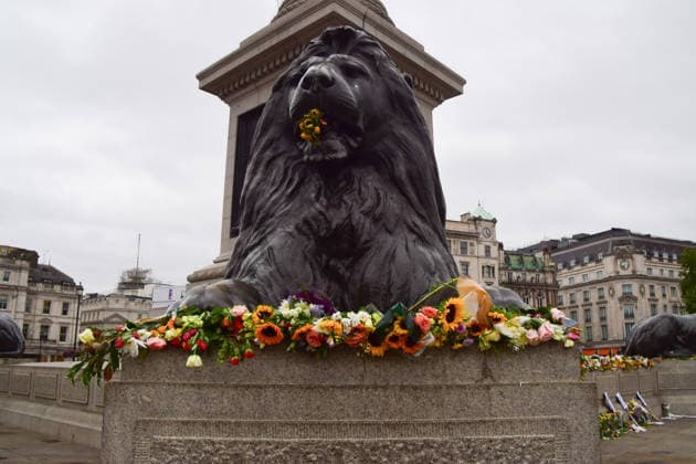 August 18, 2026, London, England, United Kingdom: Floral tributes for Jason Arday have been left on the lion statues at the base of Nelson s Column in Trafalgar Square following a vigil which took place the night before. The former University of Cambridge sociology professor died several days after he resigned following accusations of academic plagiarism and scrutiny of his personal claims. London United Kingdom - ZUMAv130 20260818_zip_v130_005 Copyright: xVukxValcicx