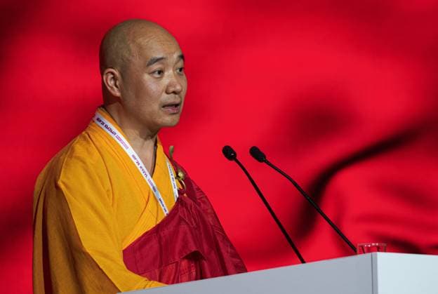 Russia International Buddhist Forum 9223423 18.08.2026 Venerable Zongxing, first vice-chairman of the Buddhist Association of China, speaks during an opening ceremony of the 4th International Buddhist Forum Buddhism in Dialogue with Cultures: The Future of Humanity in Kyzyl, the Republic of Tuva, Russia. Alexei Danichev Sputnik Kyzyl Republic of Tuva Russia  Copyright: xAlexeixDanichevx