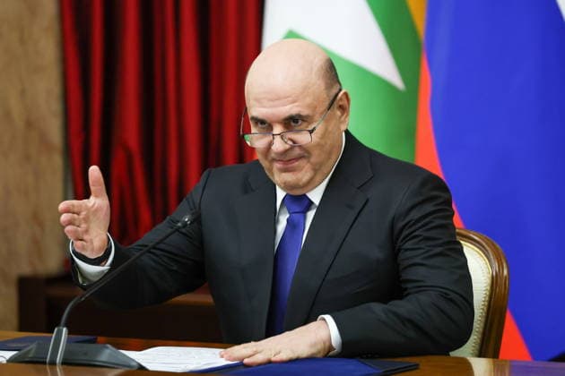 RUSSIA, MOSCOW - AUGUST 18, 2026: Mikhail Mishustin, Prime Minister of Russia, attends a meeting with Min Aung Hlaing, President of Myanmar. Mikhail Tereshchenko TASS  96323055