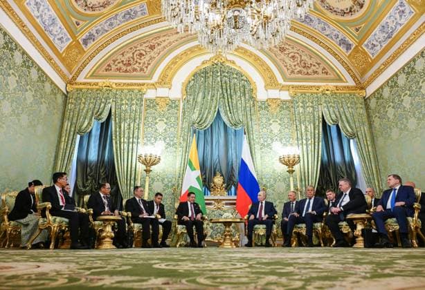 Russia Myanmar 9223612 18.08.2026 Myanmar President Min Aung Hlaing and Russian President Vladimir Putin attend a meeting at the Kremlin in Moscow, Russia. Alexey Nikolskiy Sputnik Moscow Russia  Copyright: xAlexeyxNikolskiyx