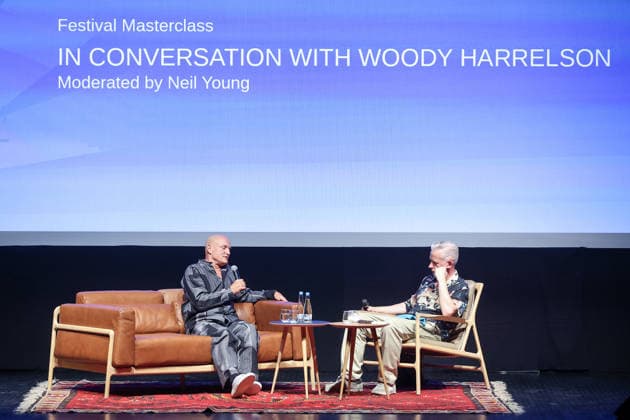 Woody Harrelson in Sarajevo, BiH US actor and Honorary Heart of Sarajevo Award Recipient Woody Harrelson talks during his masterclass at the Sarajevo Film Festival on August 18, 2026. in Sarajevo, Bosnia and Herzegovina.  ArminxDurgut PIXSELL