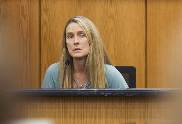 August 18, 2026, Brooksville, Florida, USA: Kim Collier, who rode the bus with Jennifer Odom, recalls details about the day of her disappearance while giving testimony during the trial of Jeffrey Crum on Tuesday, Aug. 18, 2026, at the Hernando County Courthouse in Brooksville. Brooksville USA - ZUMAs70_ 20260818_zan_s70_052 Copyright: xDouglasxR.xCliffordx