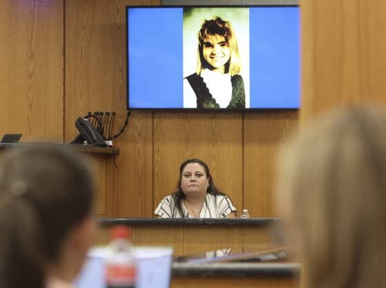 August 18, 2026, Brooksville, Florida, USA: Michelle Sample, best friend of Jennnifer Odom, provides testimony about the day Odom disappeared from her rural bus stop during the trial of Jeffrey Crum on Tuesday, Aug. 18, 2026, at the Hernando County Courthouse in Brooksville. Brooksville USA - ZUMAs70_ 20260818_zan_s70_059 Copyright: xDouglasxR.xCliffordx