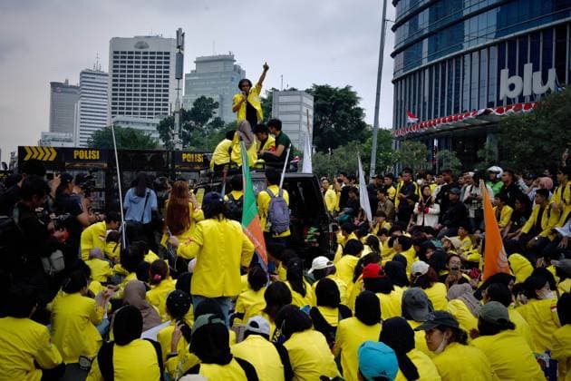 August 18, 2026, Jakarta, Indonesia: JAKARTA, INDONESIA Ã¢â‚¬ AUGUST 18, 2026: Students from the University of Indonesia take part in a protest in Jakarta, Indonesia, on August 18, 2026, one day after the country marked the 81st anniversary of its independence. The demonstration called for a reassessment of the meaning of independence in contemporary Indonesia. Jakarta Indonesia - ZUMAq101 20260818_zna_q101_121 Copyright: xEdsahxSetiawanx