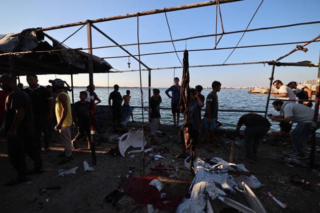 Palestinians Gather at Site of Israeli Strike in Gaza City Palestinians gather at the site of an Israeli airstrike that targeted a group of civilians on the seafront west of Gaza City, on August 18, 2026. Medical sources said six Palestinians, including a child, were killed and 14 others were wounded in the strike. Photo by Hadi Daoud apaimages Gaza city Gaza Strip Palestinian Territory 180826_Gaza_HD_00(10) Copyright: xapaimagesxHadixDaoudx xapaimagesx