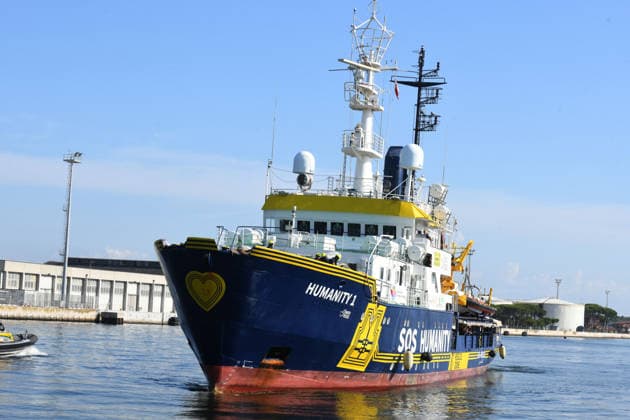 August 18, 2026, Ravenna, Rome, Italy: The NGO ship Humanity 1 has arrived in the port of Ravenna carrying 73 migrants, 15 of whom are minors and five women, one of whom is a minor. Most are from Sudan, with others from Senegal. This is the 28th landing in the port of Ravenna. The photo shows the arrival of the NGO ship Humanity 1. Ravenna Italy  - ZUMAa289 20260818_zia_a289_037 Copyright: xAgfx