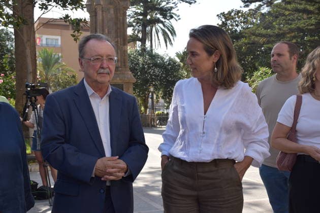 Gamarra Visits Ceuta to See the Humanitarian Crisis Firsthand Cuca Gamarra, the PP’s Deputy Secretary for Institutional Regeneration, and Juan Jesús Vivas, the president of Ceuta, as they left a meeting at the PP’s Ceuta headquarters on August 18, 2026, In Ceuta, Spain, Gamarra visited the autonomous city to see firsthand the humanitarian crisis afflicting the region after thousands of migrants swam across the Tarajal Strait on July 30 and 31. During her visit, Gamarra met with the president of Ceuta and with representatives of associations and unions of the Civil Guard and the National Police. AUGUST 18, 2026 CEUTA PP POPULAR PARTY VIVAS Gabriela Sardá Nún Ceuta Ceuta, Spain  Copyright: xGabrielaxSardaxNunezx 7720090