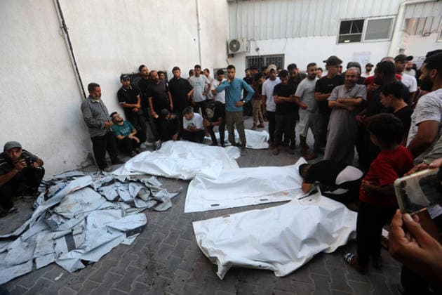 Palestinians Mourn Six Killed in Israeli Strike Near Gaza Port Palestinians mourn the bodies of six people, including a child, at al-Shifa Hospital in Gaza City, on August 18, 2026, after they were killed in an Israeli airstrike that targeted a gathering of civilians near the city’s port, according to Palestinian medical sources. Photo by Bilal Osama apaimages Gaza city Gaza Strip Palestinian Territory 180826_Gaza_BO_01(33) Copyright: xapaimagesxBilalxOsamax xapaimagesx