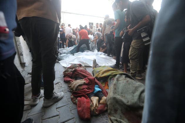 Palestinians Mourn Six Killed in Israeli Strike Near Gaza Port Palestinians mourn the bodies of six people, including a child, at al-Shifa Hospital in Gaza City, on August 18, 2026, after they were killed in an Israeli airstrike that targeted a gathering of civilians near the city’s port, according to Palestinian medical sources. Photo by Bilal Osama apaimages Gaza city Gaza Strip Palestinian Territory 180826_Gaza_BO_01(6) Copyright: xapaimagesxBilalxOsamax xapaimagesx