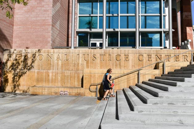 NEW YORK, NY- AUGUST 18: View of the Clark County District Court in the Regional Justice Center in Las Vegas, Nevada during the Tupac Shakur murder trial at on August 18, 2026. Copyright: xDeeCeexCarterx