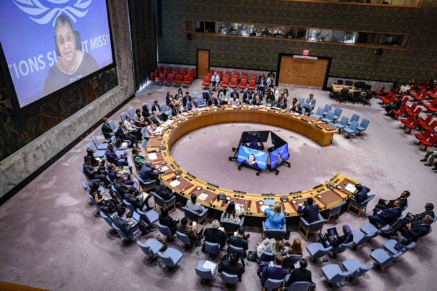 August 18, 2026, New York, New York, United States: HANNA SERWAA TETTEH, Special Representative of the Secretary-General for Libya and Head of the United Nations Support Mission in Libya (UNSMIL), appears on screen as she briefs the UN Security Council on the situation in Libya. Tetteh addressed the UN-facilitated political roadmap towards elections and unified institutions, as well as recent political, economic, security, humanitarian and climate-related developments. New York United States - ZUMAo116 20260818_znp_o116_004 Copyright: xBiancaxOterox
