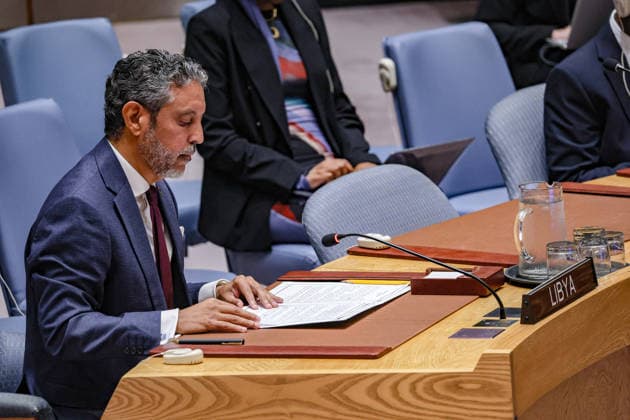 August 18, 2026, New York, New York, United States: TAHER M. EL-SONNI, Permanent Representative of Libya to the United Nations, addresses the UN Security Council during a meeting on the situation in Libya, speaking on the political process, national institutions and ongoing security and economic challenges as the country continues efforts towards political stability and elections, at UNHQ. New York United States  - ZUMAo116 20260818_znp_o116_024 Copyright: xBiancaxOterox
