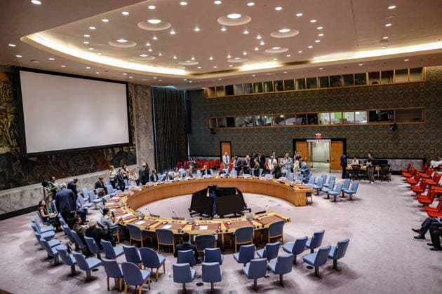 August 18, 2026, New York, New York, United States: A general view of the UN Security Council Chamber as delegates gather ahead of a meeting on the situation in Libya, at UNHQ. New York United States - ZUMAo116 20260818_znp_o116_035 Copyright: xBiancaxOterox