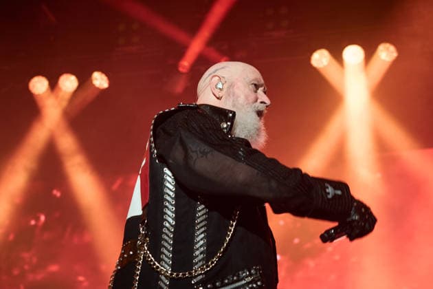 Judas Priest Concert in Pamplona The band Judas Priest during their concert at the Navarra Arena on August 18, 2026, in Pamplona, Navarra, Spain. Judas Priest is a British heavy metal band, formed in Birmingham in the late 1960s and considered one of the genre’s seminal acts. Their sound combines Rob Halford’s high-pitched, powerful vocals with dual guitars, distinctive riffs, and a leather-and-motorcycle aesthetic that helped define the iconography of heavy metal in Spain  Copyright: xEduardoxSanzx 7720217