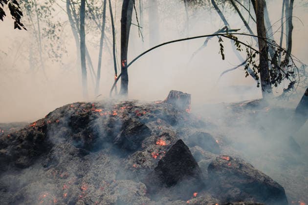 Wildfires in Ponteareas GALICIA, SPAIN - AUGUST 18: Firefighters work to put out a wildfire near Nogueira, in the municipality of Ponteareas, Galicia, Spain, on August 18, 2026. The blaze, which broke out in the afternoon, had burned more than 40 hectares of land by nightfall, according to regional authorities. Pedro Pascual Garcia Anadolu Galicia Spain. Editorial use only. Please get in touch for any other usage.  Copyright: x2026xAnadoluxPedroxPascualxGarciax