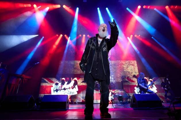 August 18, 2026, Pamplona, Spain: PAMPLONA, SPAIN, AUGUST 18, 2026: Judas Priest performs at Navarra Arena in Pamplona as part of the legendary British heavy metal band s two-date tour in Spain. Led by vocalist Rob Halford, the band performs songs from a career spanning more than five decades, cementing its status as one of the most influential acts in heavy metal history. Pamplona Spain - ZUMAq101 20260818_zna_q101_155 Copyright: xUnaixBeroizx