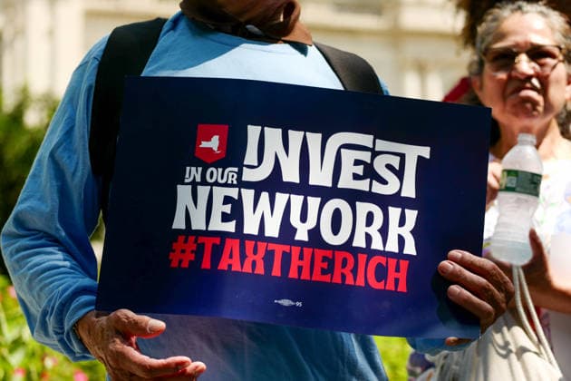 Tax the Rich Protest New York, NY- August 18: Tax the Rich Rally for the Pied-Ã -Terre Tax at City Hall in Manhattan, New York prior to the City Council hearing about the Pied-Ã -Terre tax on August 18, 2026 Credit: Camara Porter AdMedia EDITORIAL USE ONLY  Copyright: xx CamaraxPorterx xAdMediax admphotosthree011957