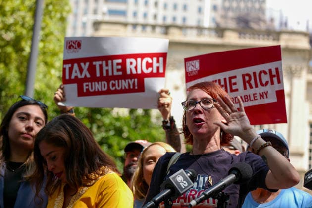 Tax the Rich Protest New York, NY- August 18: Tax the Rich Rally for the Pied-Ã -Terre Tax at City Hall in Manhattan, New York prior to the City Council hearing about the Pied-Ã -Terre tax on August 18, 2026 Credit: Camara Porter AdMedia EDITORIAL USE ONLY  Copyright: xx CamaraxPorterx xAdMediax admphotosthree011963