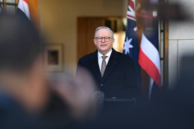 ANUTIN CHARNVIRAKUL AUSTRALIA VISIT, Australian Prime Minister Anthony Albanese delivers a press statement at Parliament House, in Canberra, Wednesday, August 19, 2026. ( NO ARCHIVING CANBERRA AUSTRALIAN CAPITAL TERRITORY AUSTRALIA  Copyright: xLUKASxCOCHx 20260819176443529237