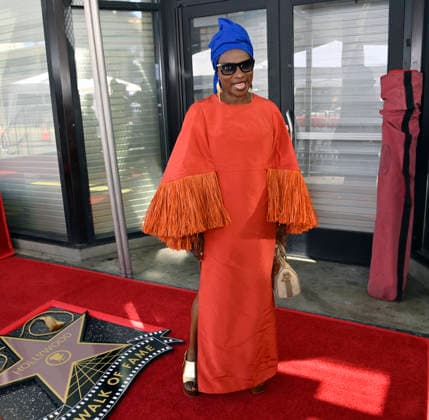 Five-time Grammy-winning Beninese musician, actress, and activist Angelique Kidjo arrives for an unveiling ceremony honoring her with the 2,854th star on the Hollywood Walk of Fame in Los Angeles on Tuesday, August 18, 2026.  LAP2026081801 JIMxRUYMEN