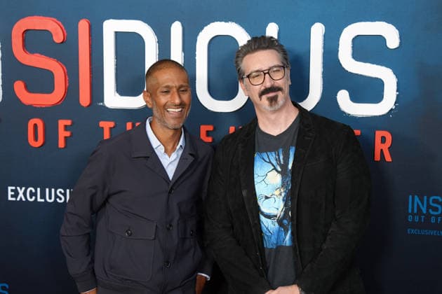The president of Blumhouse-Atomic Monster, Abhijay Prakash (L) and producer Ryan Turek pose on the red carpet for the movie ‘Insidious: Out of the Further’ in Los Angeles, USA, 18 August 2026. Insidious: Out of the Further Red Carpet Event in Los Angeles !ACHTUNG: NUR REDAKTIONELLE NUTZUNG!  Copyright: xOmarxAlonsox AME422 20260819-55021175580_1