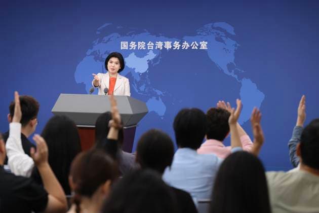 BEIJING, CHINA - AUGUST 19: Zhu Fenglian, spokeswoman for the Taiwan Affairs Office of the State Council, gestures at a regular press conference on August 19, 2026 in Beijing, China.  Copyright: xChinaxNewsxServicex 111660839757