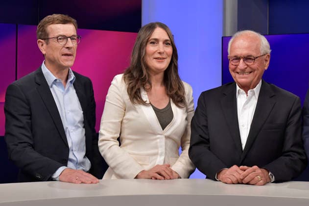 Christoph von Marschall, Anja Kohl und Wolfgang Ischinger in der ARD-Talkshow maischberger im Studio Berlin Adlershof. Berlin, 18.08.2026 *** Christoph von Marschall, Anja Kohl, and Wolfgang Ischinger on the ARD talk show *maischberger* at the studio in Berlin-Adlershof, Berlin, August 18, 2026 Foto:xM.xBehrensx xFuturexImagex maischberger1808_6803