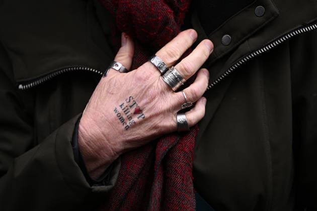MILORAD ZARIC COURT, A tattoo seen on a supporter of the family of Vicky Apostolopoulos outside the Supreme Court of Victoria in Melbourne, Wednesday, August 19, 2026. ( NO ARCHIVING MELBOURNE VICTORIA AUSTRALIA  Copyright: xJOELxCARRETTx 20260819191666871506