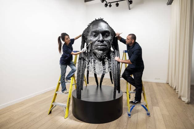 Benjamin Zephaniah sculpture Benjamin Zephaniah sculpture A sculpture of Benjamin Zephaniah by George Triggs is prepared for display at TM Gallery, London as part of a forthcoming exhibition opening 19 August to 30 September. Sculptor George Triggs who is dusting and polishing with bushes Along with Sculptor George Triggs who is dusting and polishing  Copyright: xVickixCouchmanx NINTCHDBPICT001101965423