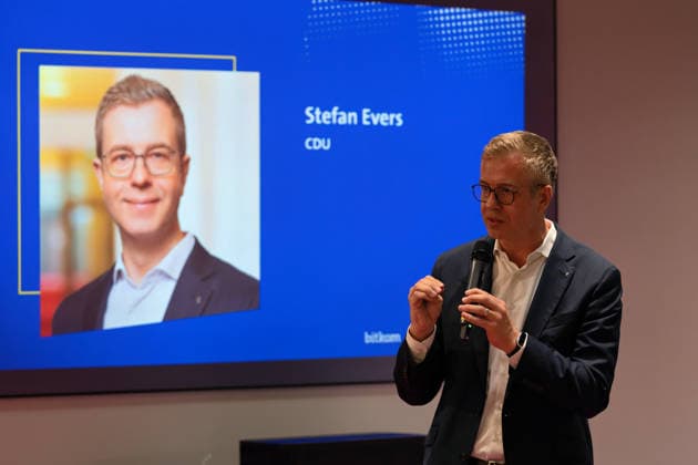 Berlin,18.08.2026,Bitkom Policy Pitch zur Abgeordnetenhauswahl 2026 im Delta Campus Neukölln.Stefan Evers Spitzenkandidat der Berliner CDU für die Wahl zum Abgeordnetenhaus von Berlin 2026 ist vor Ort. *** Berlin, August 18, 2026—Bitkom Policy Pitch for the 2026 Berlin House of Representatives election at Delta Campus Neukölln; Stefan Evers, the Berlin CDU’s top candidate for the 2026 Berlin House of Representatives election, is in attendance.
