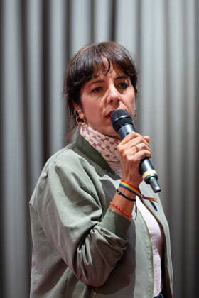Berlin,18.08.2026,Bitkom Policy Pitch zur Abgeordnetenhauswahl 2026 im Delta Campus Neukölln.Elif Eralp Spitzenkandidatin der Linken für die Abgeordnetenhauswahl 2026 *** Berlin, August 18, 2026—Bitkom Policy Pitch for the 2026 House of Representatives election at Delta Campus Neukölln; Elif Eralp, The Left’s top candidate for the 2026 House of Representatives election