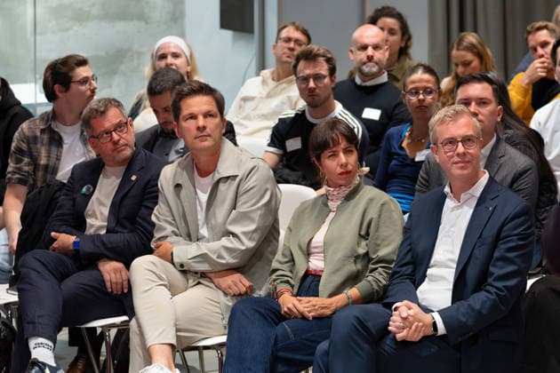 Berlin,18.08.2026,Bitkom Policy Pitch zur Abgeordnetenhauswahl 2026 im Delta Campus Neukölln.Werner Graf,Steffen Krach,Elif Eralp,Stefan Evers *** Berlin, August 18, 2026, Bitkom Policy Pitch for the 2026 House of Representatives election at Delta Campus Neukölln: Werner Graf, Steffen Krach, Elif Eralp, Stefan Evers