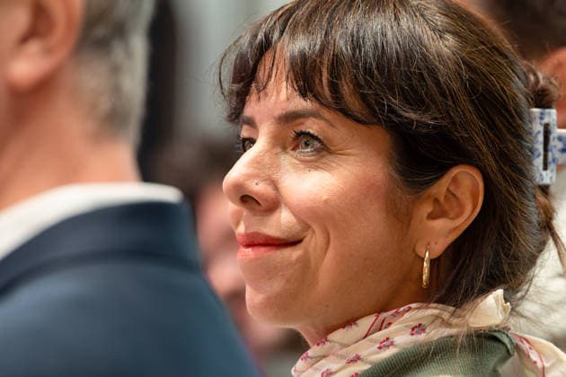 Berlin,18.08.2026,Bitkom Policy Pitch zur Abgeordnetenhauswahl 2026 im Delta Campus Neukölln.Elif Eralp Spitzenkandidatin der Linken für die Abgeordnetenhauswahl 2026 *** Berlin, August 18, 2026—Bitkom Policy Pitch for the 2026 House of Representatives election at Delta Campus Neukölln; Elif Eralp, The Left’s top candidate for the 2026 House of Representatives election