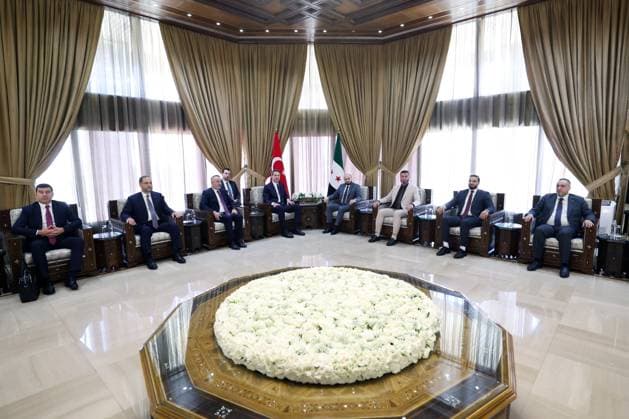 Turkiye and Syria sign Memorandum of Understanding on phosphate cooperation DAMASCUS, SYRIA - AUGUST 19: (----EDITORIAL USE ONLY - MANDATORY CREDIT - TURKISH MINISTRY OF ENERGY AND NATURAL SOURCES HANDOUT - NO MARKETING NO ADVERTISING CAMPAIGNS - DISTRIBUTED AS A SERVICE TO CLIENTS----) Turkish Energy and Natural Resources Minister Alparslan Bayraktar and Syrian Energy Minister Mohammed al-Bashir hold a joint press conference following an interdelegation meeting at the Tishreen Palace in Damascus, Syria, on August 19, 2026. Turkish Energy and Natural Resources Ministry Handout Anadolu Damascus Syria. Editorial use only. Please get in touch for any other usage.  Copyright: x2026xAnadoluxTurkishxEnergyxandxNaturalxResourcesxMinistry Handoutx